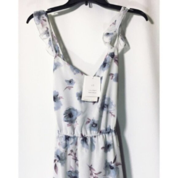 LC Lauren Conrad Womens Gray Blue Floral V Neck Sleeveless Maxi Dress Sz 4 New - Picture 5 of 10